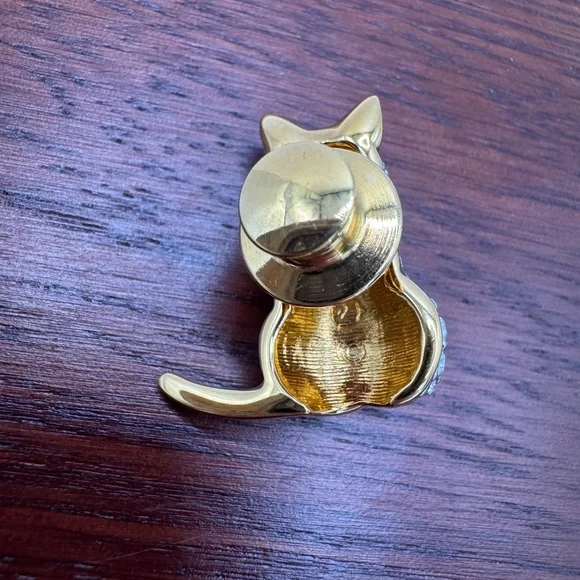 Vintage Swarovski pave crystal cat pin with green eyes. - Picture 6 of 10
